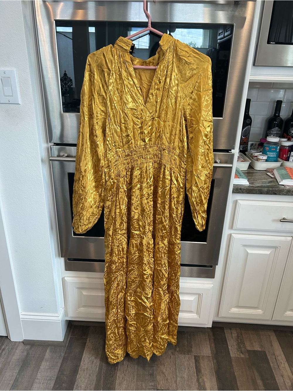 BNWT Anthropologie Gold Maxi Dress size M wedding formal cocktail - Picture 5 of 8